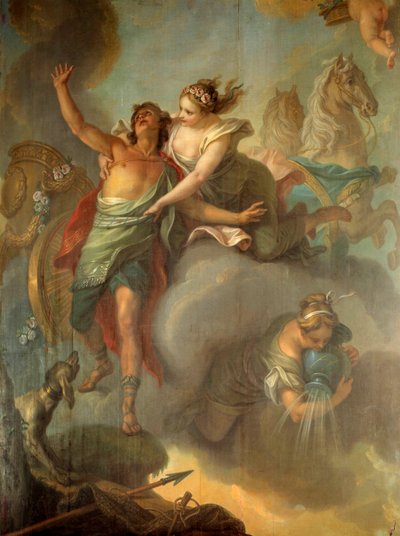 Aurora und Cephale. Aurora plant, Cephale zu entführen, den Bräutigam von Procis, in den sie verliebt ist. Gemälde von Charles Amedee Philippe van Loo, 1777. Troyes, Musée des Beaux Arts von Charles Amedee Philippe van Loo