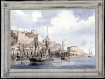 Ansicht von Malta (der große Hafen von Valletta mit dem Fort Sant Angelo) (ca. 1849) von Charles Andrew Dyce