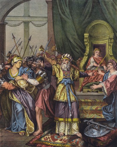 Königin Athalia von Juda wird aus dem Tempel gejagt und durch Jehoasch als Herrscher ersetzt von Charles Antoine (after) Coypel