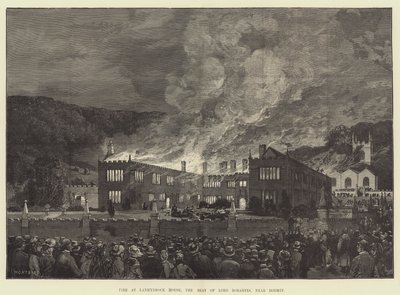 Feuer im Lanhydrock House, dem Sitz von Lord Robartes, in der Nähe von Bodmin von Charles Auguste Loye