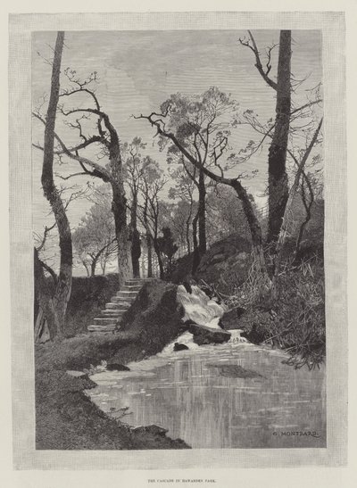 Der Wasserfall im Hawarden Park von Charles Auguste Loye