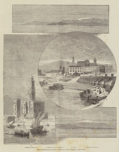 Das Erdbeben in Spanien, Ansichten von Orten, an denen es gespürt wurde von Charles Auguste Loye