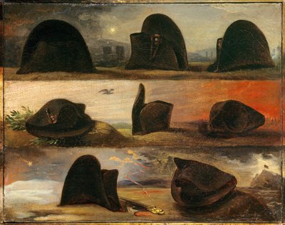 Die Epochen Napoleons I. oder das Leben Napoleons in acht Hüten. Gemälde von Charles Auguste Steuben (1788-1856) ca. 1826. Öl auf Leinwand. Maße: 0,26 x 0,29m. Malmaison, Musée du Château von Charles Auguste Steuben