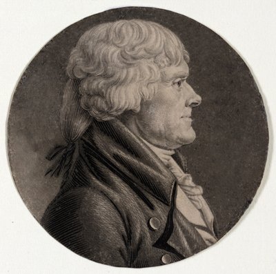 Thomas Jefferson, veröffentlicht 1806 von Charles Balthazar Julien Fevret de "Saint Mémin 1770 1852".