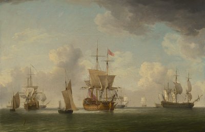 Englische Schiffe unter Segel bei sehr leichtem Wind von Charles Brooking