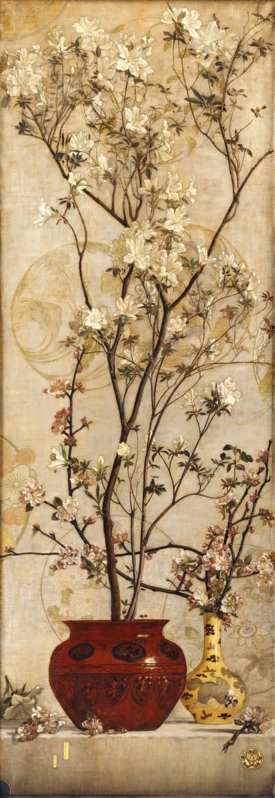 Stillleben mit Azaleen in einem chinesischen Topf von Charles Caryl Coleman