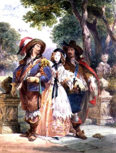 Die Herausforderung: eine Dame vermittelt zwischen zwei Kavaliere, 1862 von Charles Cattermole