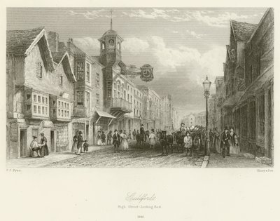 Guildford, High Street, Blick nach Osten, 1840 von Charles Claude Pyne