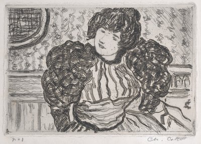 Frau mit einem Kleid mit Puffärmeln von Charles Cottet
