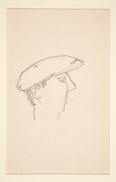 Kopf eines rauchenden Mannes (recto); Frau mit Regenschirm (verso) von Charles Demuth