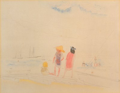 Zwei Frauen und Kind am Strand von Charles Demuth