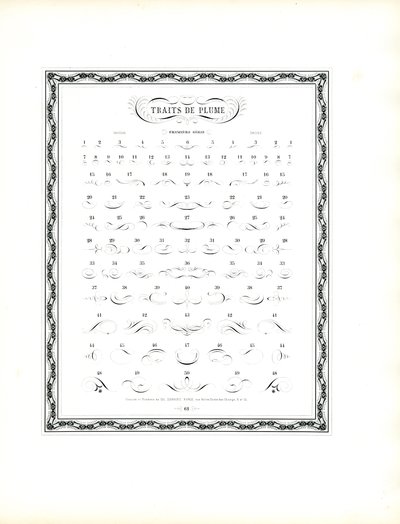 Musterkatalog für kalligraphische Federverzierungen - Erste Serie von Charles Derriey