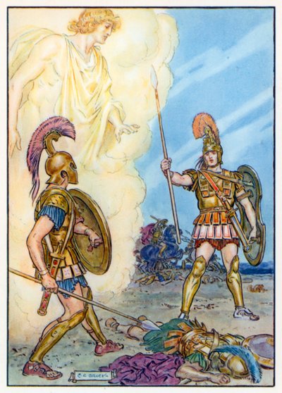 Hektor von Apollo gerettet von Charles Edmund (after) Brock