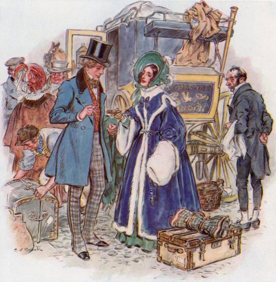 Große Erwartungen, Estella kommt mit der Kutsche aus Rochester in Cheapside an von Charles Edmund Brock