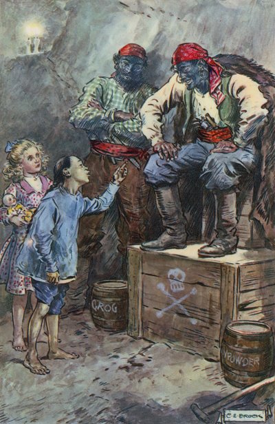 Illustration für Queen of the Pirate Isle von Bret Harte von Charles Edmund Brock