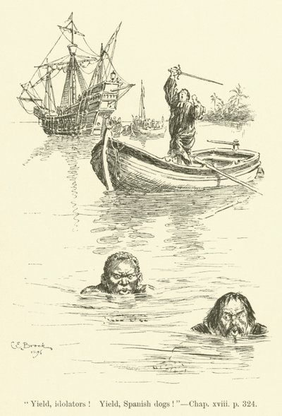 Illustration für „Westward Ho!“ von Charles Kingsley (Gravur) von Charles Edmund Brock
