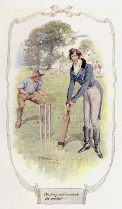 Oh! Sie werden nie für Cricket taugen (Farblithografie) von Charles Edmund Brock