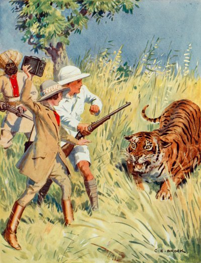 Tigerjagd in Indien, Szene aus Der andere Tiger von Charles Edmund Brock