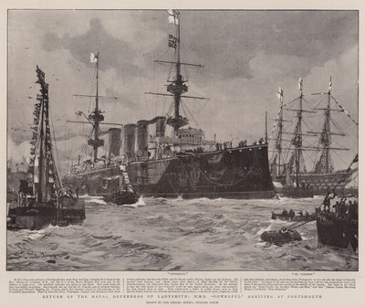 Rückkehr der Marineverteidiger von Ladysmith, HMS Powerful kommt in Portsmouth an von Charles Edward Dixon