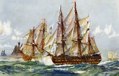 Einnahme der Duguay Trouin (Implacable) nach Trafalgar, 1805 von Charles Edward Dixon