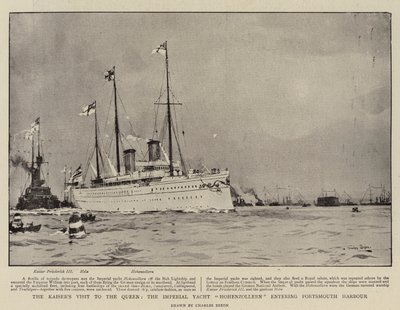 Der Besuch des Kaisers bei der Königin, die kaiserliche Yacht Hohenzollern läuft in den Hafen von Portsmouth ein von Charles Edward Dixon