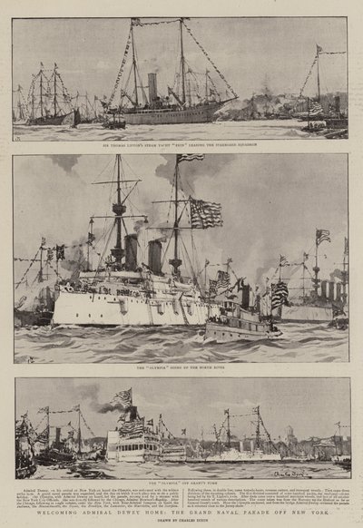 Begrüßung von Admiral Dewey, die große Marineparade vor New York von Charles Edward Dixon
