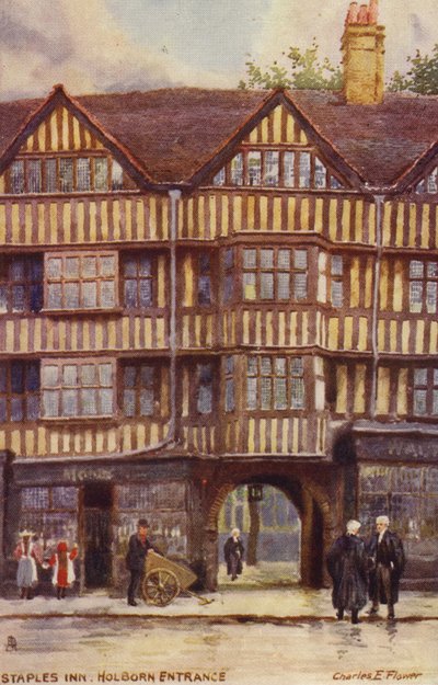 Staples Inn, Holborn Eingang, London von Charles Edwin Flower