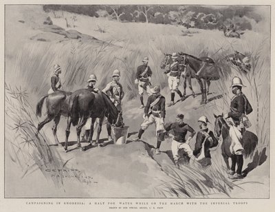Kampagne in Rhodesien, eine Pause für Wasser während des Marsches mit den kaiserlichen Truppen von Charles Edwin Fripp