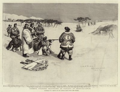 Chinesische Soldaten üben das Schießen auf Ziele in Shan-Hai-Kwan von Charles Edwin Fripp