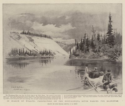 Auf der Suche nach Reichtum, Goldsucher am Hootalinqua-Fluss auf dem Weg nach Klondyke von Charles Edwin Fripp