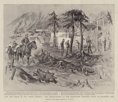 Recht und Ordnung im Yukon-Distrikt, das Hauptquartier der Nordwestlichen berittenen Polizei in Klondyke City von Charles Edwin Fripp