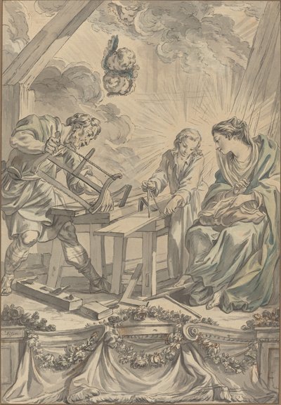Die Heilige Familie in der Werkstatt des Zimmermanns von Charles Eisen