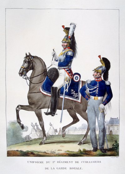 Uniform des 1. Regiments der Jäger der königlichen Garde, Frankreich, 1823 von Charles Etienne Pierre Motte