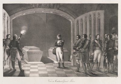Besuch am Grab von Friedrich dem Großen, frühes 19. Jahrhundert von Charles Etienne Pierre Motte