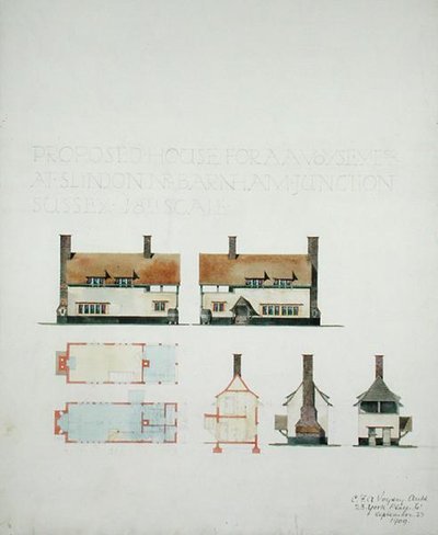 Vorgeschlagenes Haus für A.A. Voysey Esq. in Slindon bei Barnham Junction, Sussex von Charles Francis Annesley Voysey
