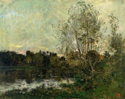 Ein See im Wald bei Dämmerung, ca. 1865 von Charles Francois Daubigny