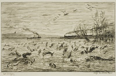 Feier der Fische bei der Abfahrt des Schiffsjungen (Die Fische) von Charles Francois Daubigny
