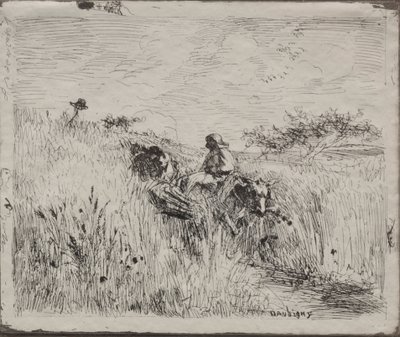 Pfad durch das Kornfeld, Originaldruck 1862, gedruckt 1921 von Charles Francois Daubigny