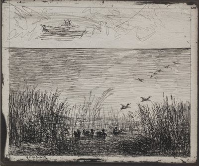 Sumpf mit Enten, Originaldruck 1862, gedruckt 1921 von Charles Francois Daubigny