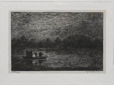 Die Bootsfahrt: Nachtfahrt oder Netzfischen (zweite Version) von Charles Francois Daubigny