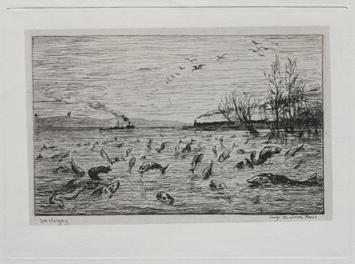 Die Bootsfahrt: Freude der Fische beim Aufbruch des Schiffsjungen Die Fische, 1861 von Charles Francois Daubigny