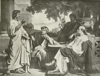 Vergil, Horaz und Varius im Haus von Maecenas (Gravur) von Charles François Jalabert