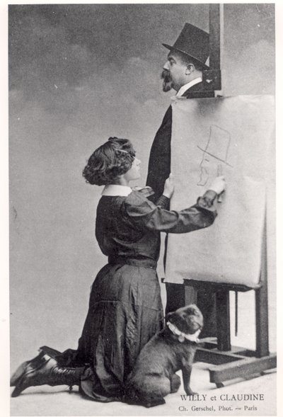 Postkarte mit Colette und ihrem Ehemann Willy von Charles Gerschel