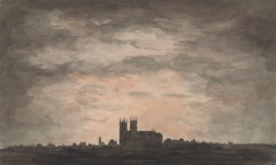 Eine große Kirche (Westminster Abbey) bei Sonnenuntergang von Charles Gore