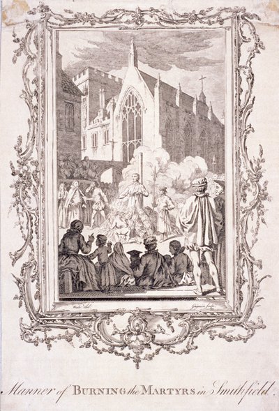 Szene von Protestanten, die in Smithfield verbrannt werden von Charles Grignion