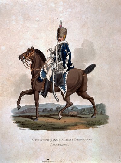 Ein Soldat der 18. Leichten Dragoner (Husaren) aus 