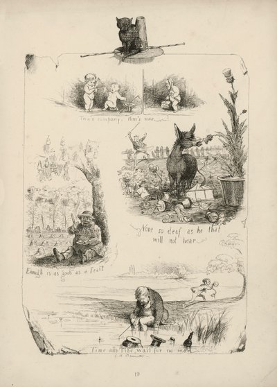 Seite aus Sprichwörter mit Bildern von Charles Henry (after) Bennett