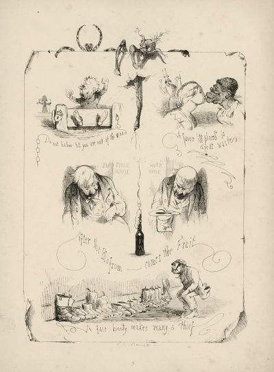 Seite aus Sprichwörter mit Bildern von Charles Henry (after) Bennett