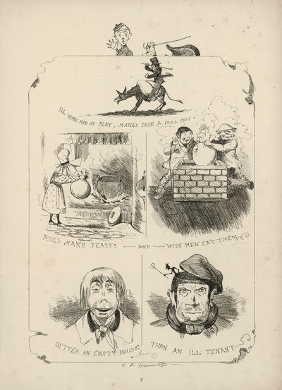 Seite aus Sprüche mit Bildern von Charles H Bennett von Charles Henry (after) Bennett