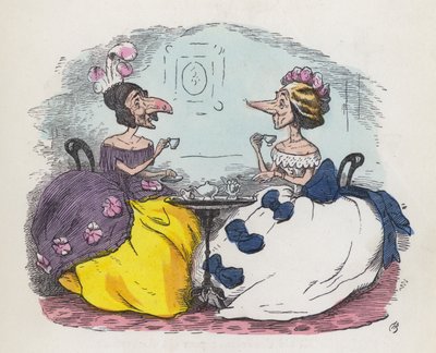 Zwei Frauen mit großen Nasen trinken Tee von Charles Henry (after) Bennett